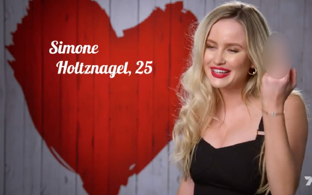 Simone made quite an impression on First Dates. Photo:  Seven