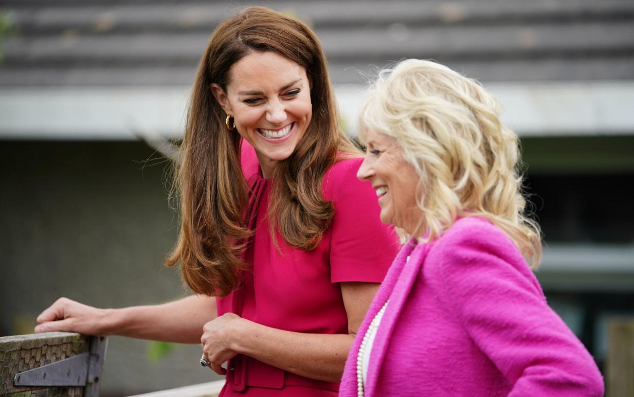 In their first meeting, the Duchess of Cambridge and Jill Biden visisted Connor Downs Academy in Hayle, Cornwall - Aaron Chown/PA Wire