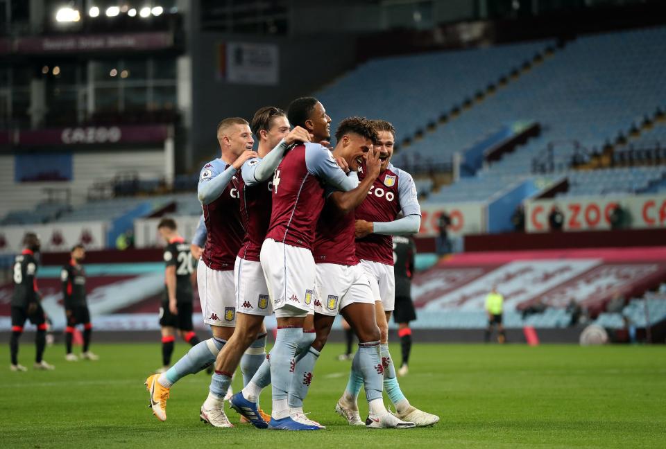 Aston Villa celebrate their stunning victoryPA