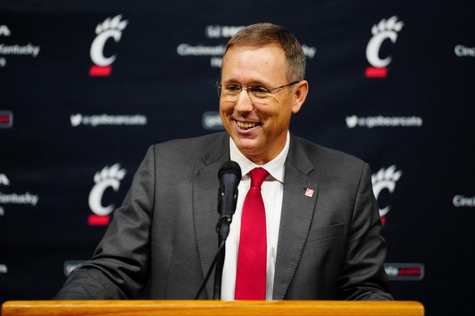 Scott Satterfield was introduced as the new head coach for the University of Cincinnati football team at Fifth Third Arena on Monday.