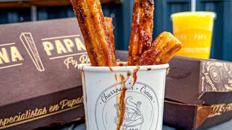 Buena Papa Churros with juice cup