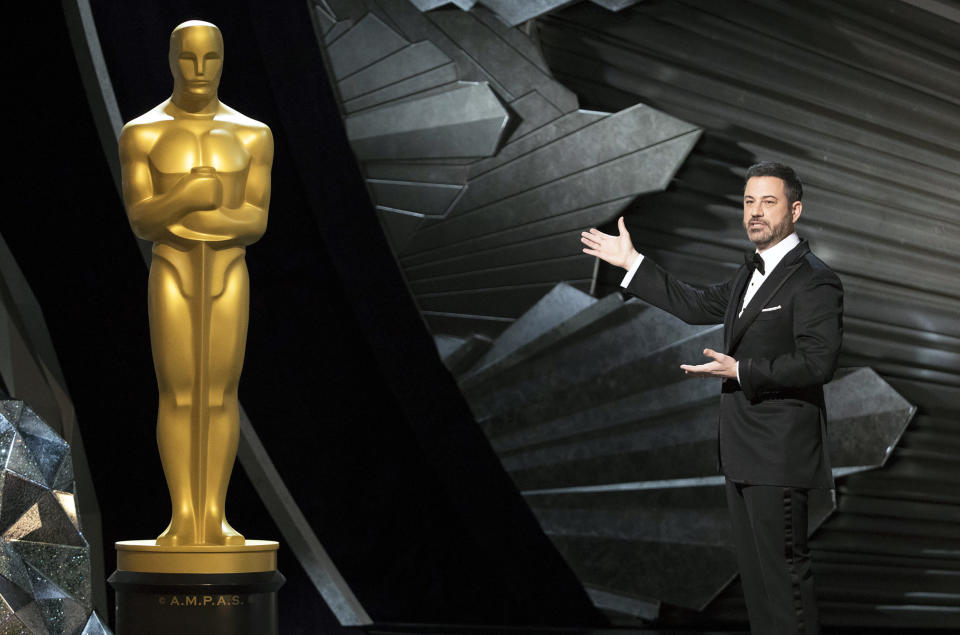 Jimmy Kimmel hosts The 90th Oscars on March 4, 2018. (Ed Herrera / Disney General Entertainment Content via Getty Images)
