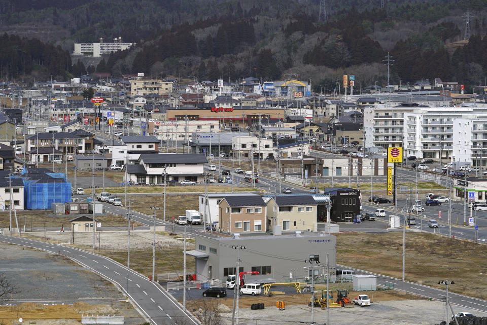 Tsunami destroyed residential neighborhood in Kesennuma, Miyagi Prefecture, northeastern Japan is seen on Friday, March 5, 2021. (AP Photo/Eugene Hoshiko)