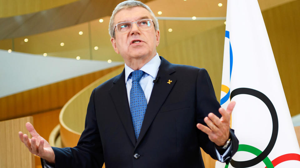 International Olympic Committee President Thomas Bach, pictured here speaking to the media.