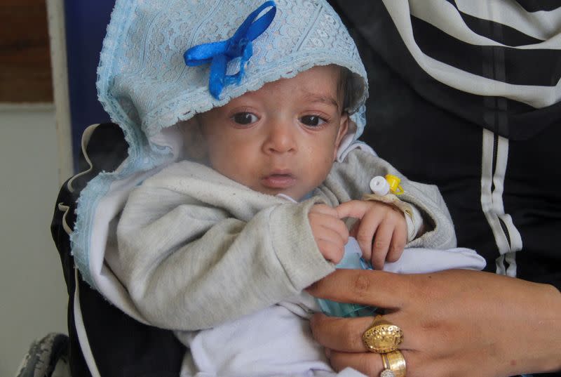 Six-month-old with chest infection in Gaza shows how children starve