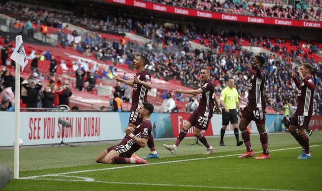 Youri Tielemans celebrates his cup-winning goal