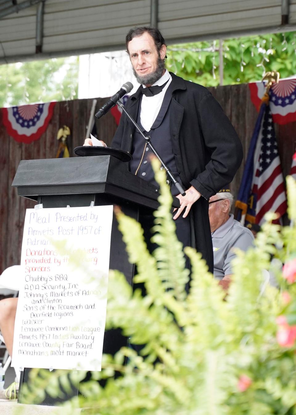 Abraham Lincoln, the 16th president of the United States — or in this case, Kevin Wood, who portrays Lincoln — was a guest speaker during the annual veterans program Wednesday at the Lenawee County Fair.