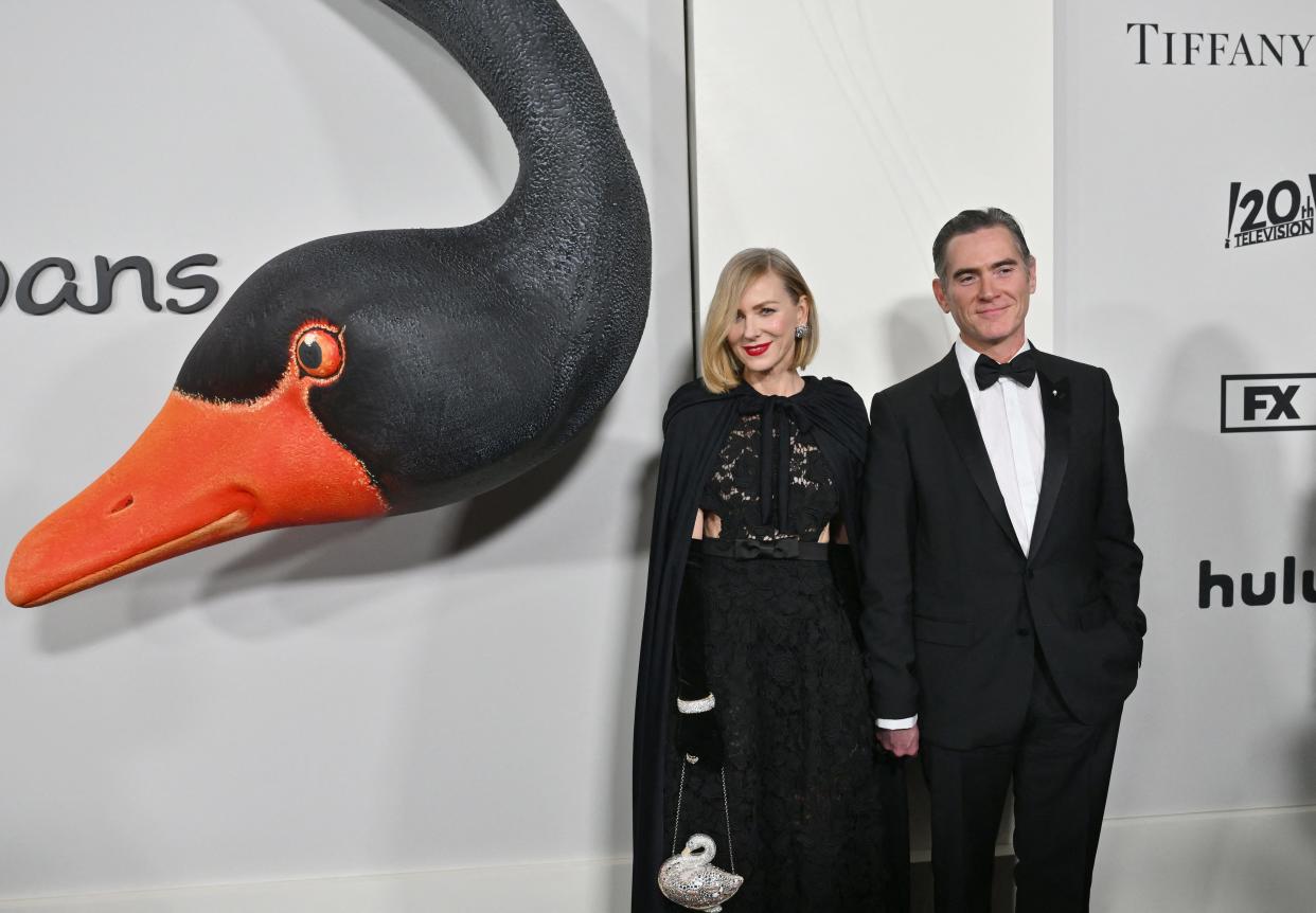 British actress Naomi Watts (L) and US actor Billy Crudup arrive for FX's "Feud: Capote vs. The Swans" premiere at the Museum of Modern Art in New York, on January 23, 2024. (Photo by ANGELA WEISS / AFP) (Photo by ANGELA WEISS/AFP via Getty Images) ORG XMIT: 776089901 ORIG FILE ID: 1948408623