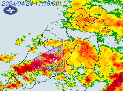 中央氣象署針對3縣市發布大雷雨即時訊息。（圖／中央氣象署）