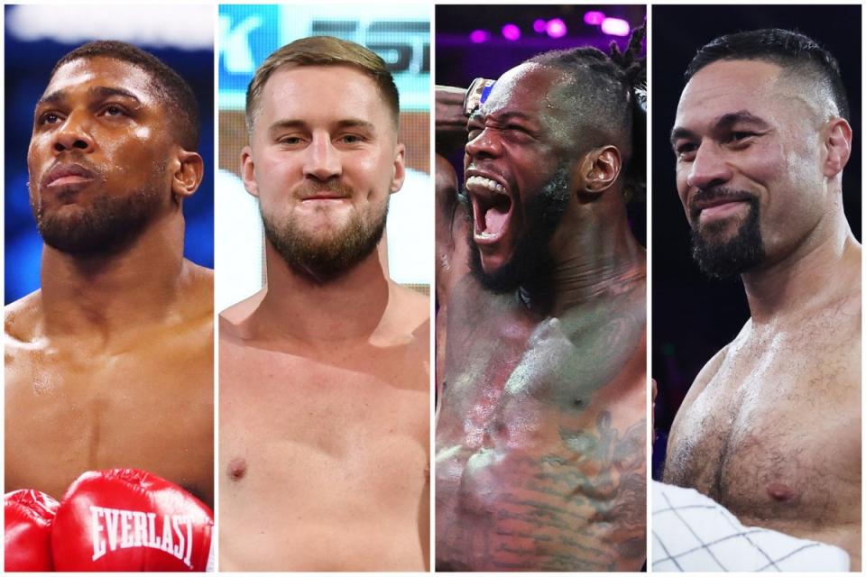Left to right: Anthony Joshua, Otto Wallin, Deontay Wilder and Joseph Parker (Getty Images)