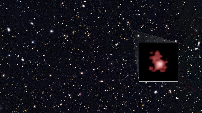 GN-z11 (inset) as seen in a GOODS-North survey image.