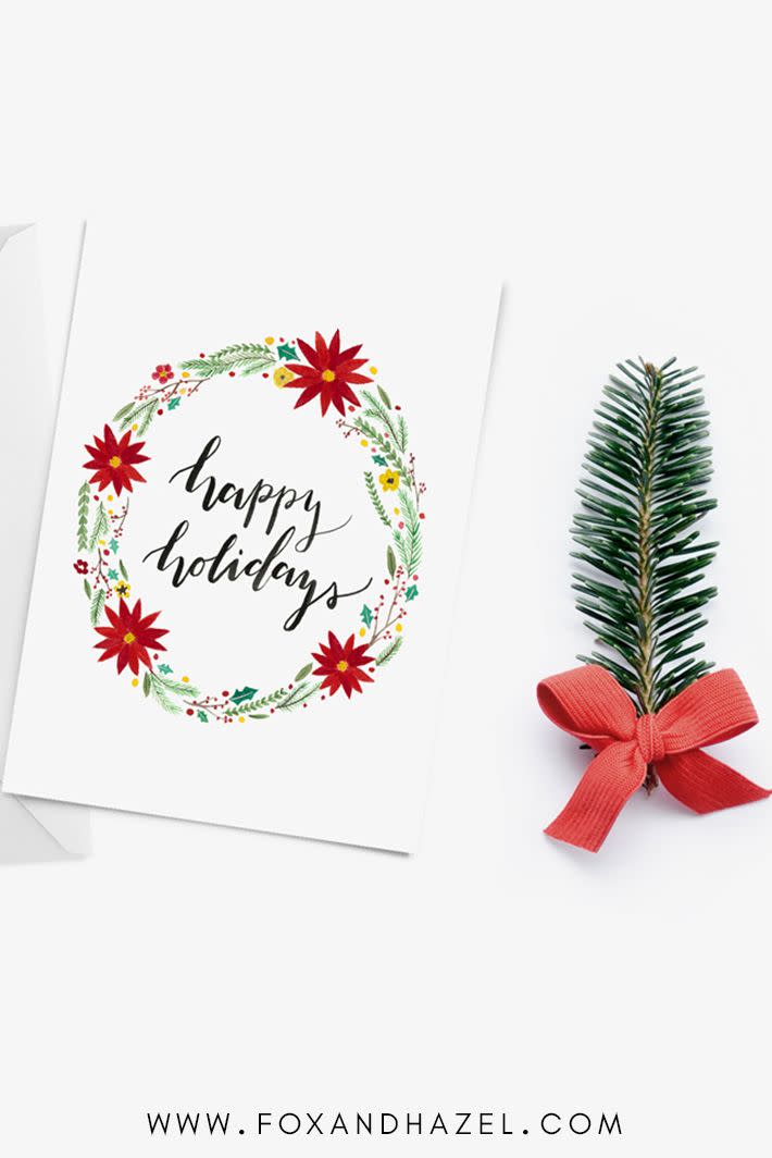 Happy Holidays Poinsettia Card