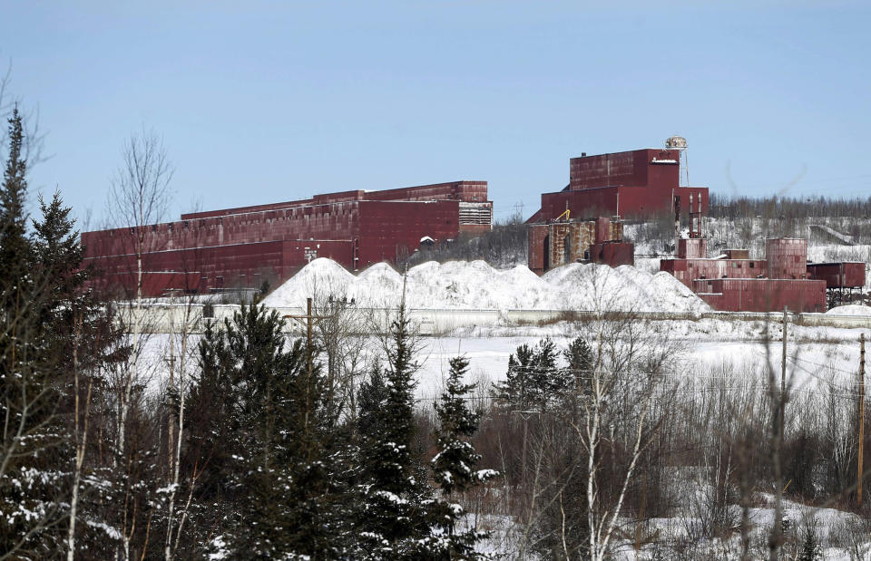FILE - The closed LTV Steel taconite plant sits idle near Hoyt Lakes, Minn., Feb. 10, 2016. The U.S. Army Corps of Engineers said Tuesday, June 6, 2023, it has revoked a crucial federal permit for the proposed NewRange Copper Nickel mine, previously known as PolyMet, in northeastern Minnesota, saying the permit did not comply with the water quality standards set by a sovereign downstream tribe. (AP Photo/Jim Mone, File)