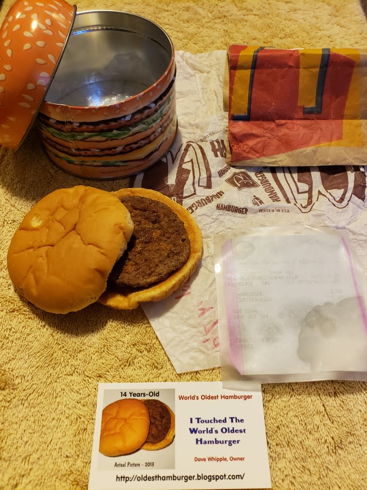 Dave Whipple of Utah says he purchased a hamburger from McDonald's in 1999, that has stood the test of time. (Photo: Courtesy of Dave Whipple)