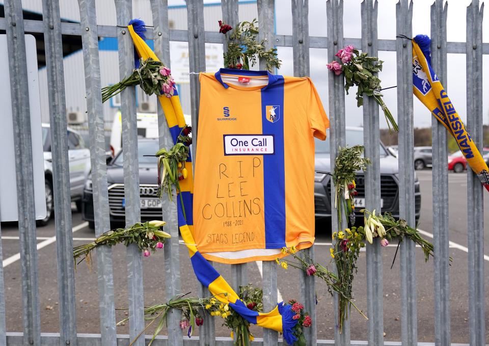 Tributes to former player Lee Collins (Zac Goodwin/PA) (PA Wire)