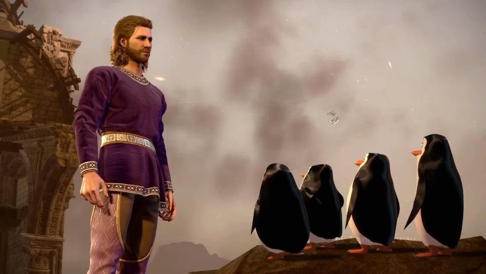 Madagascar's penguins meet Baldur's Gate 3's Gale