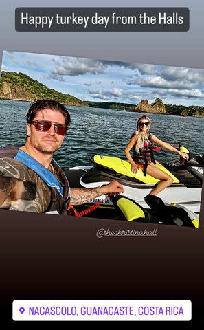 <p>Josh Hall/Instagram</p> The couple enjoyed a kids-free trip to Costa Rica together for Thanksgiving.