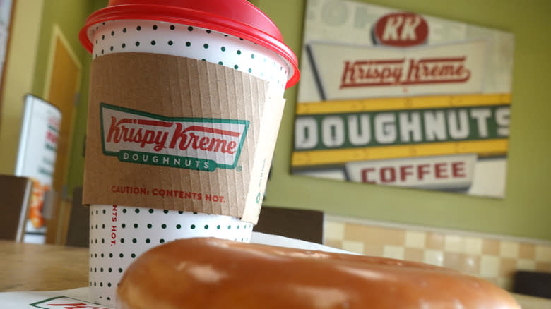 Krispy Kreme dougnut and coffee