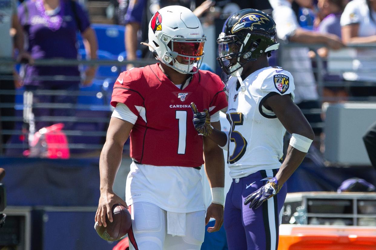 Marquise Brown and Kyler Murray are teammates once again after the Arizona Cardinals traded for the Baltimore Ravens wide receiver.