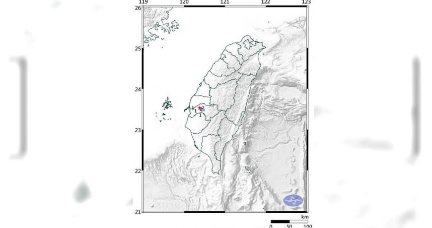 嘉義今天中午1分鐘內接連發生3起地震。（圖／氣象局）