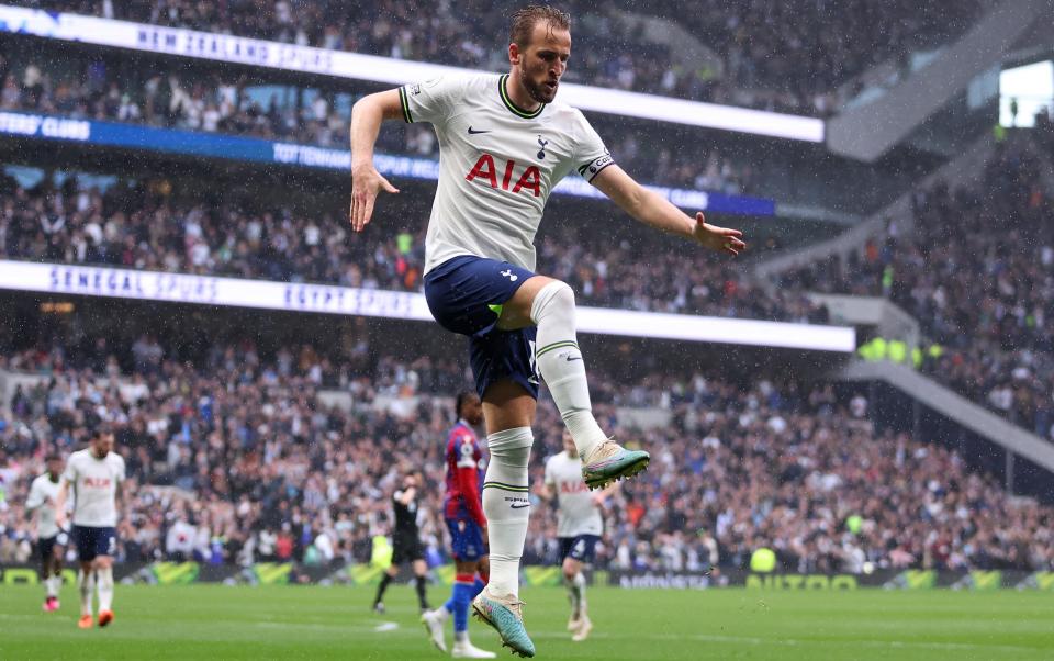 Harry Kane of Tottenham Hotspur celebrates after scoring the team's first goal during the Premier League match between Tottenham Hotspur and Crystal Palace at Tottenham Hotspur Stadium - Getty Images/Tottenham Hotspur FC