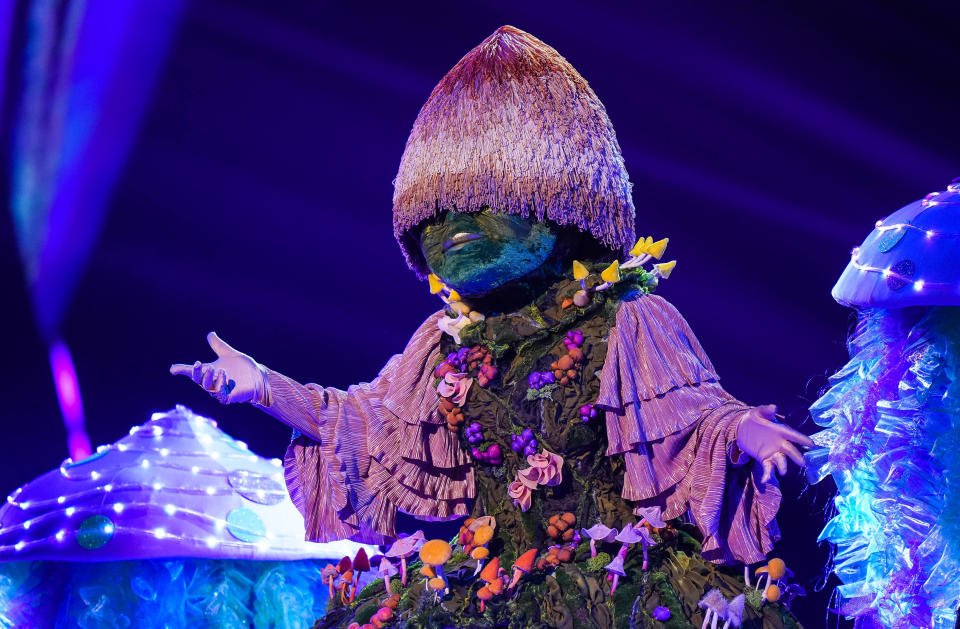 The Masked Singer's Mushroom performed Gnarls Barley's 'Crazy' and said they had links to teaching. (Bandicoot/ITV)