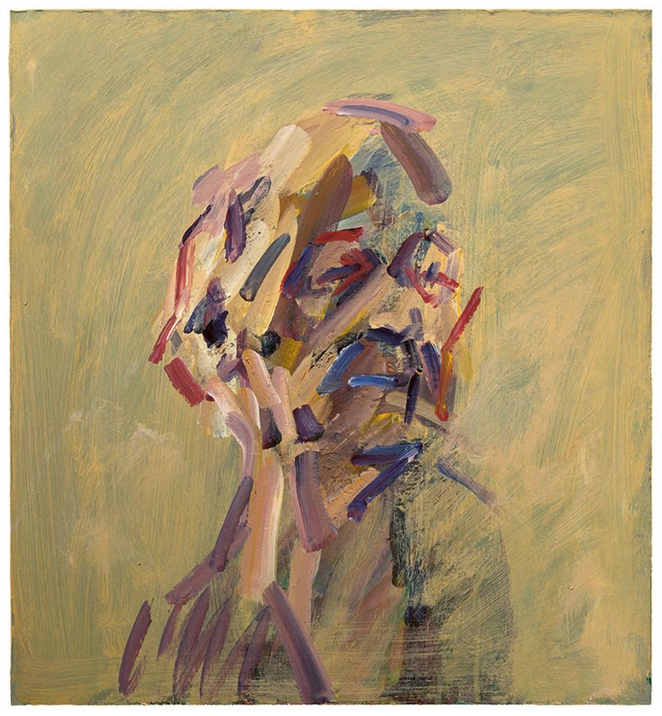 Frank Auerbach, ‘Self Portrait V’, 2022, acrylic on board, 20 x 20 inches (© Franke Auerbach 2022)