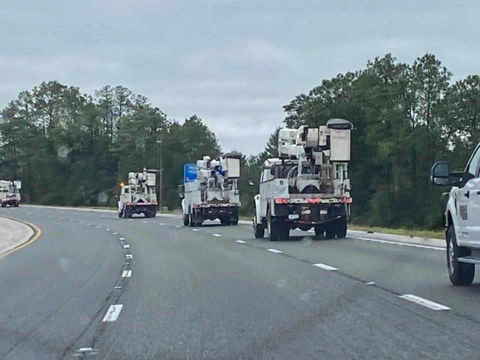 Although the Orlando area had its own problems, power company trucks rumbled south and west, to where the damage was far worse.