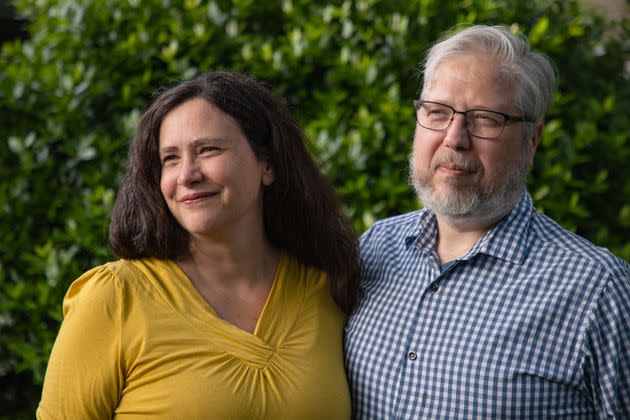 Jennifer Alonzo, left, and her husband, Brian Wells, have been pulled into activism for transgender rights after Kentucky's Republican-run legislature passed a transgender sports ban. (Photo: Alton Strupp for HuffPost)