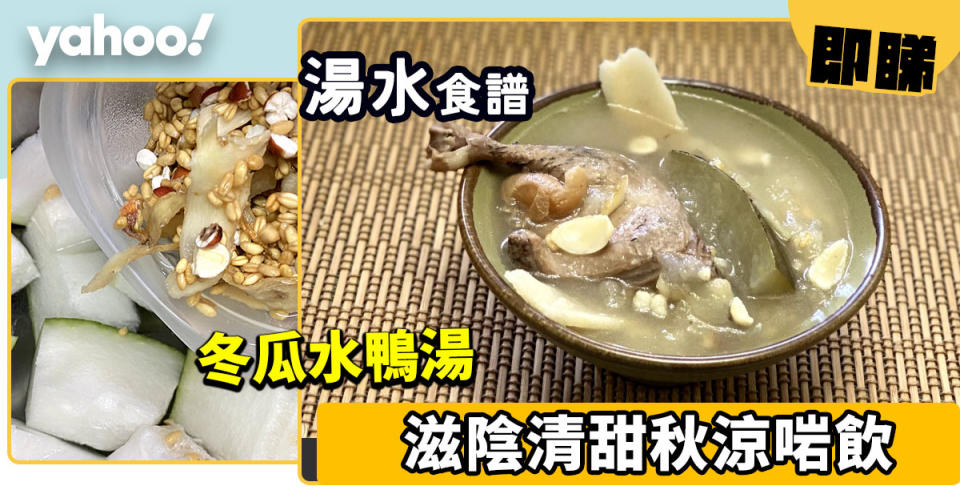 湯水食譜│冬瓜水鴨湯 滋陰清甜秋涼啱飲
