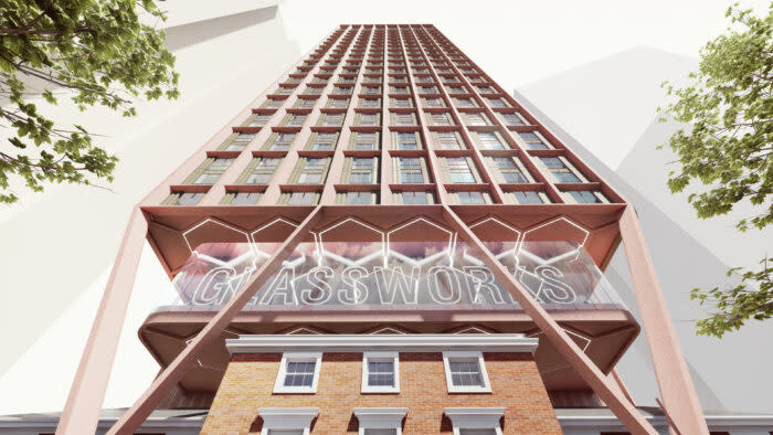 Artist impression of a planned 42-storey apartment block on top of a Grade II listed building in Birmingham. (Marrons planning/HJB Investments)