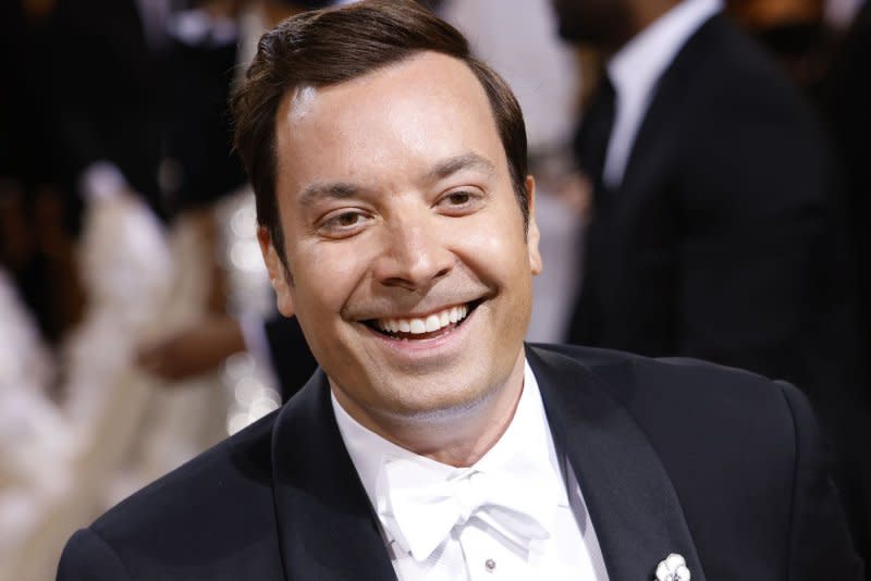Jimmy Fallon arrives on the red carpet for The Met Gala at The Metropolitan Museum of Art celebrating the Costume Institute opening of "In America: An Anthology of Fashion" in New York City in 2022. File Photo by John Angelillo/UPI