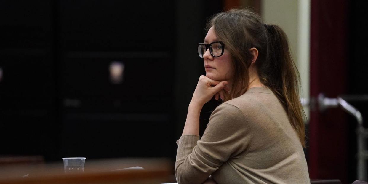 anna sorokin better known as anna delvey the 28 year old german national whose family moved there in 2007 from russia is seen in the courtroom during her trial at new york state supreme court in new york on april 11 2019 the self styled german heiress has been charged with grand larceny and theft of services charges alleging she swindled various people and businesses