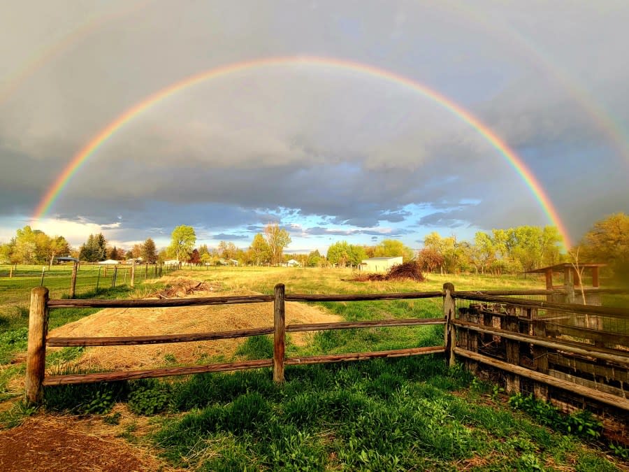 A rainbow is seen in Fort Collins, Colorado on May 12, 2024. (Photo: David Keicher)