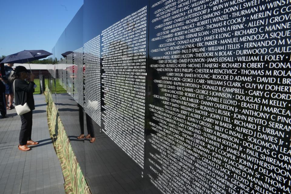 Bergenfield, NJ September 1, 2023 -- The dedication of The Moving Wall Vietnam Veterans Memorial that was put together on the grounds of Bergenfield High School and will be there from September 1-3. The wall contains the names of over 58,000 service members who died during the Vietnam War.