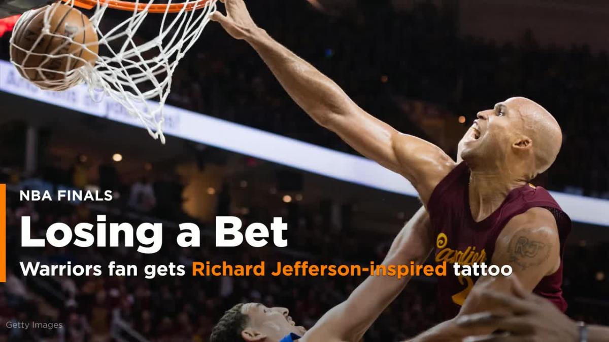 Look: Warriors fan gets Richard Jefferson-inspired tattoo after losing bet
