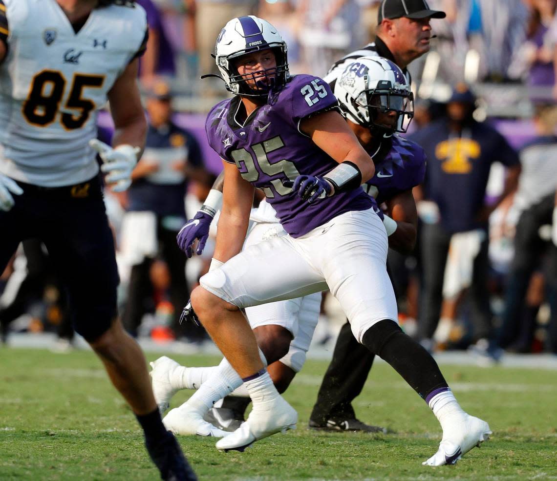 TCU linebacker Wyatt Harris (25) (Special to the Star-Telegram Bob Booth)