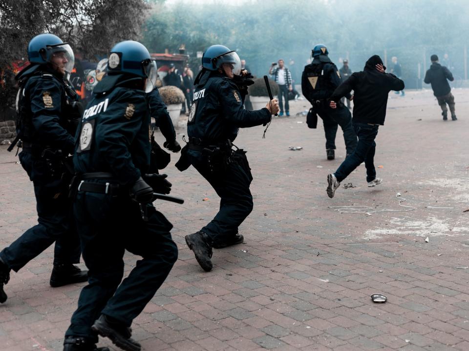 Police raiding Christiania in 2016.