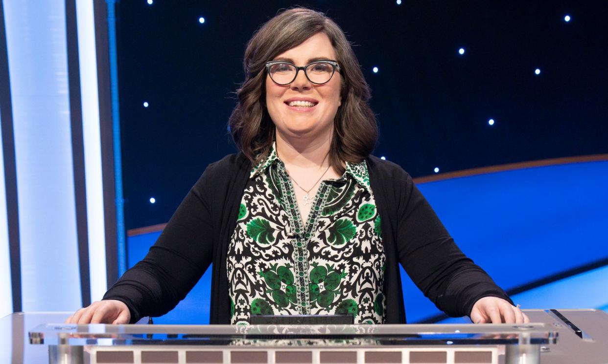 <span>Victoria Groce, winner of this year’s World Quizzing Championships, during an appearance on US quiz show Jeopardy! Masters.</span><span>Photograph: Eric McCandless/Disney</span>