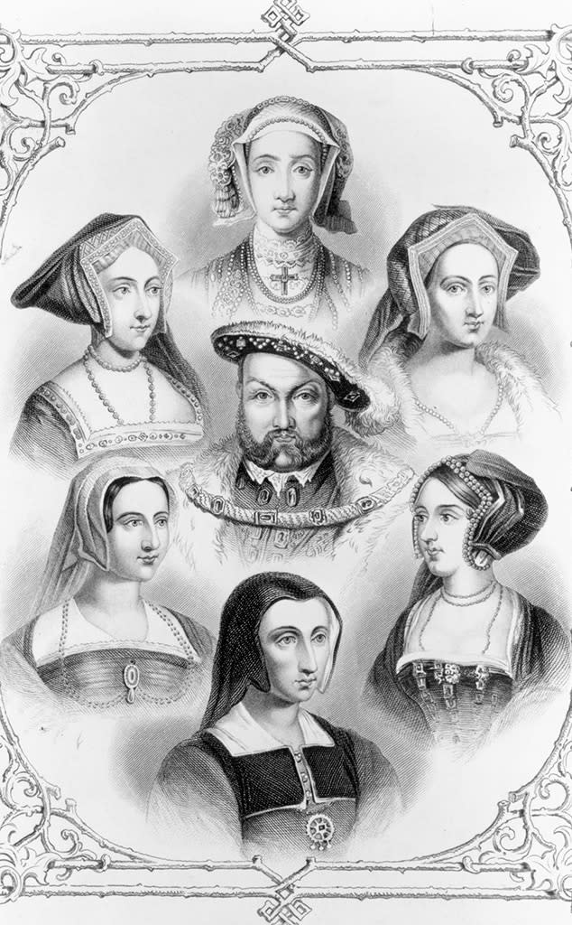 Henry VIII surrounded by his six wives