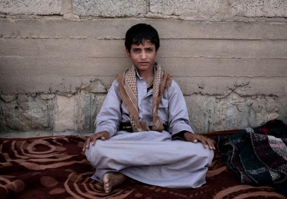 Abdel-Hamid, a 14-year-old former child soldier, at a camp for displaced persons where he took shelter, in Marib, Yemen (Photos AP/ Nariman El-Mofty)