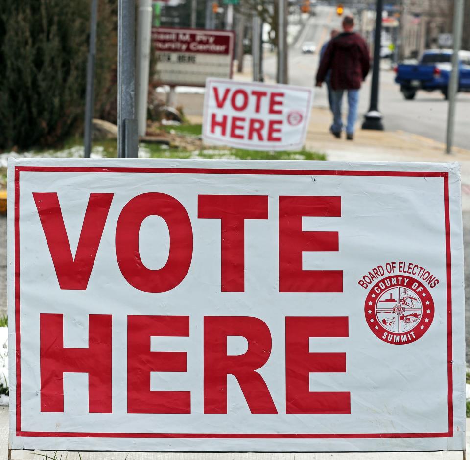 Mogadore residents make their way into the voting center at Russell M. Pry Community Center to vote on the Mogadore Local School District tax levy on Election Day, Tuesday, March 19, 2024, in Mogadore, Ohio.