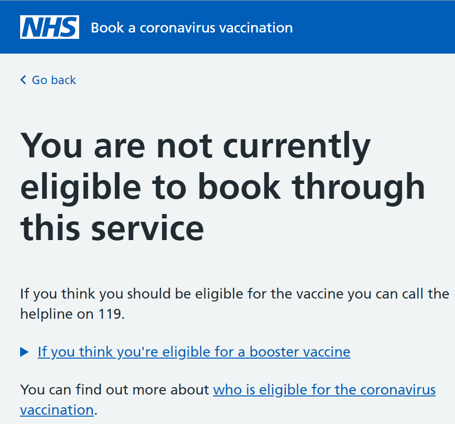 NHS vaccine booster message