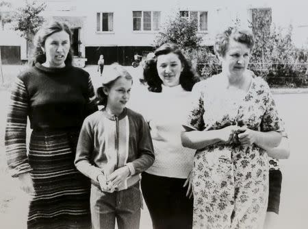 An undated family photograph shows Elena Kupriyanova (2nd L) and Valentina Yermakova (R) before the Chernobyl nuclear disaster in in the town of Pripyat, Ukraine. For residents of Chernobyl, a three-day evacuation turned into a thirty-year exile. Handout via REUTERS
