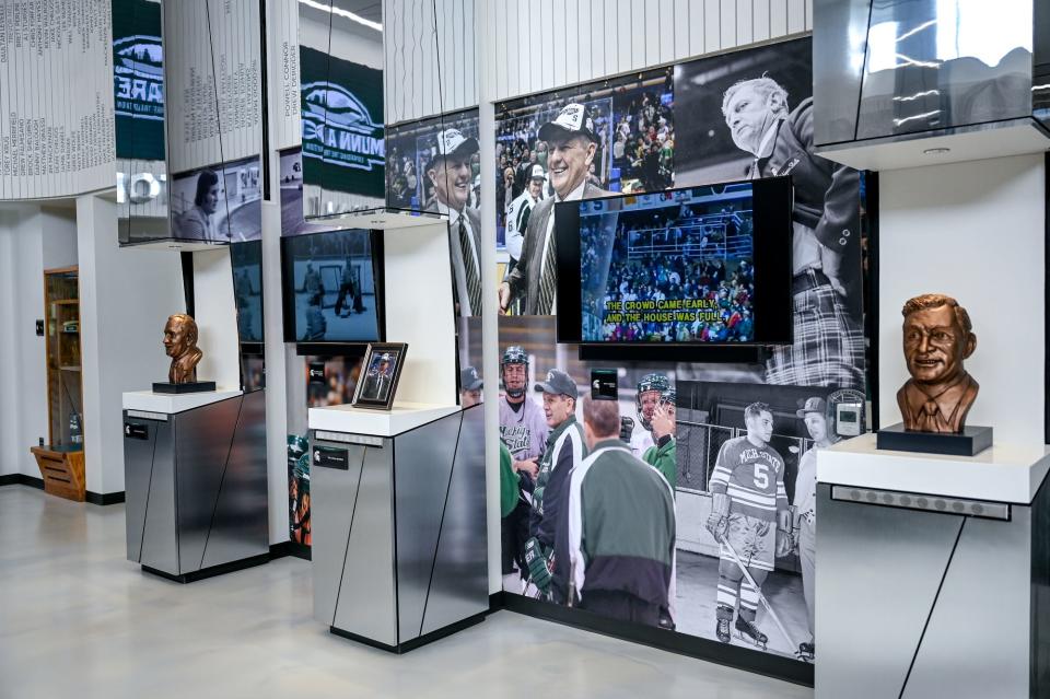 A view inside the Ron Mason Hall of History during a tour of the Moon Ice Arena completed renovations on Friday, Sept. 23, 2022, in East Lansing.