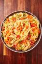 <p>When it comes to <a href="https://www.delish.com/uk/pasta-recipes/" rel="nofollow noopener" target="_blank" data-ylk="slk:pasta;elm:context_link;itc:0;sec:content-canvas" class="link ">pasta</a> we want something simple and fast. Pasta Pomodoro is a step above from <a href="https://www.delish.com/uk/cooking/recipes/a28868982/best-spaghetti-and-meatballs-recipe/" rel="nofollow noopener" target="_blank" data-ylk="slk:spaghetti and meatballs;elm:context_link;itc:0;sec:content-canvas" class="link ">spaghetti and meatballs</a> and highlights the freshness of tomatoes — pomodoro means 'tomato' in Italian.</p><p>Get the <a href="https://www.delish.com/uk/cooking/recipes/a32000915/pasta-pomodoro-recipe/" rel="nofollow noopener" target="_blank" data-ylk="slk:Pasta Pomodoro;elm:context_link;itc:0;sec:content-canvas" class="link ">Pasta Pomodoro</a> recipe.</p>