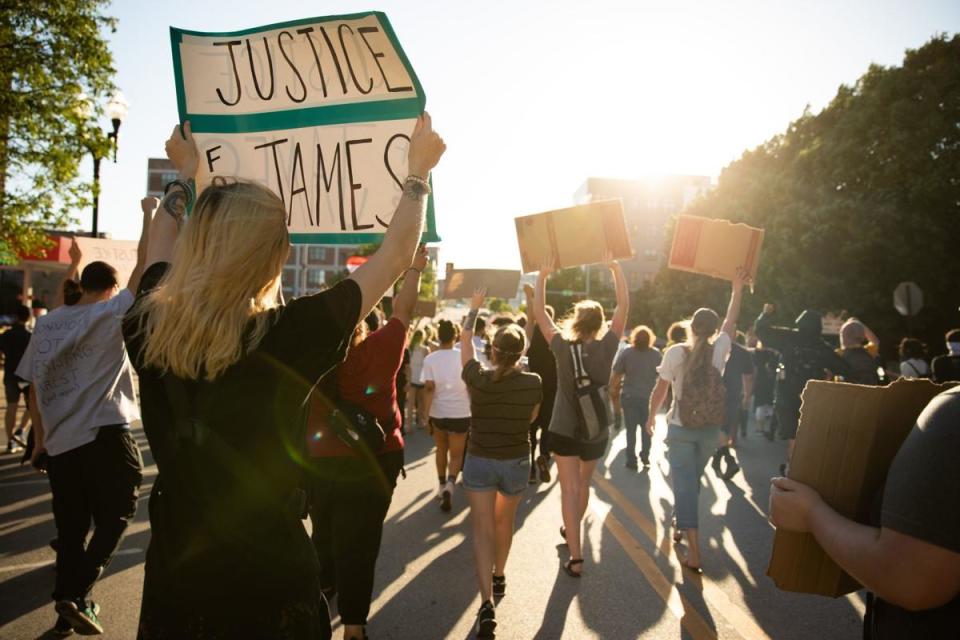 People protest for the fourth day in a row in Omaha on June 22, 2020. (Anna Reed/The World-Herald) 