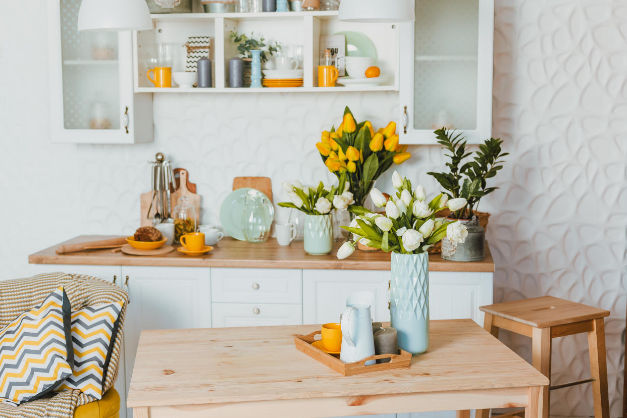 Way Day, Wayfair's biggest sale of the year is coming. Wood table top on blurred kitchen background