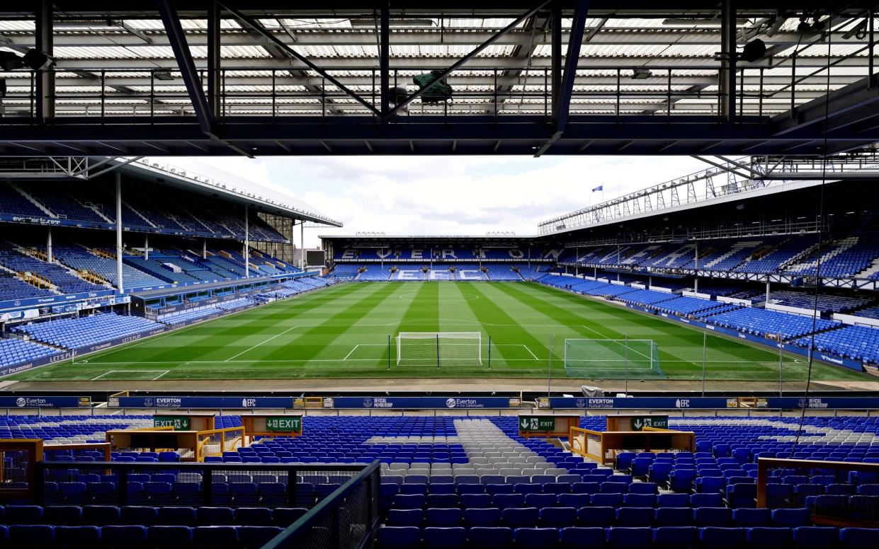 A general view of Goodison Park before the Premier League match between Everton FC and Brentford FC at Goodison Park on April 27, 2024 in Liverpool, England