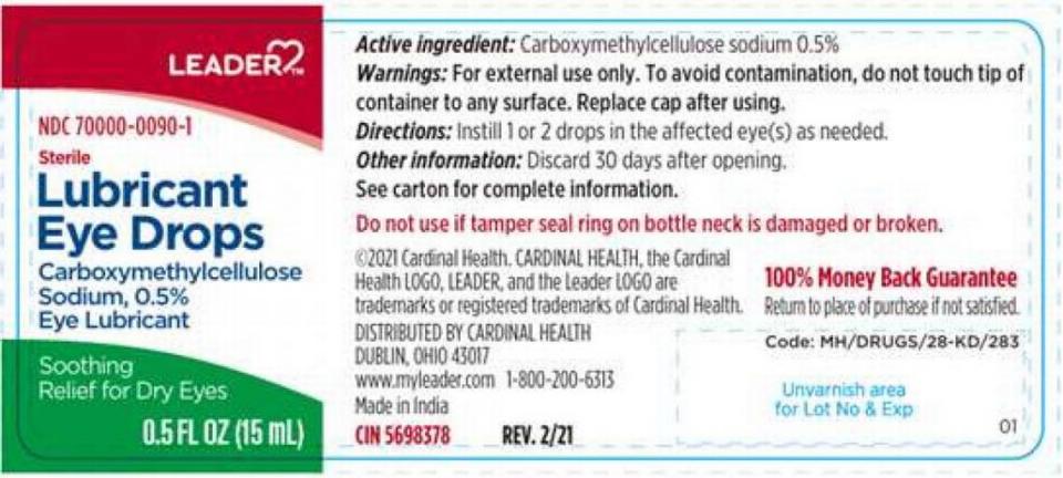 The label for one of the recalled Leader eye drops.